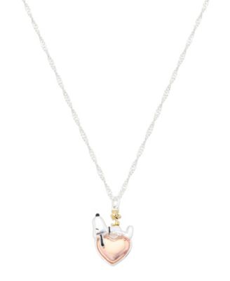 Women's Silver-Plated Snoopy Heart Pendant Necklace