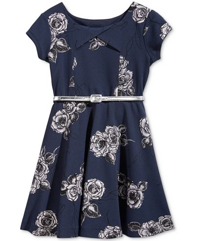 Bonnie Jean Metallic-Floral A-Line Dress, Big Girls (7-16)