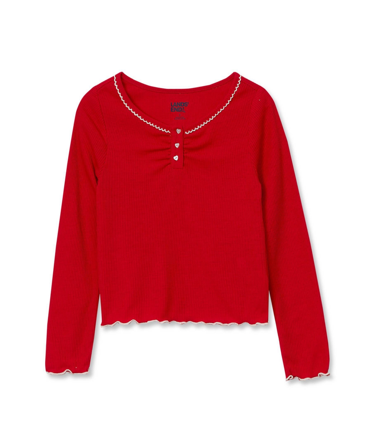 Lands' End Big Girls Long Sleeve Sleep Henley