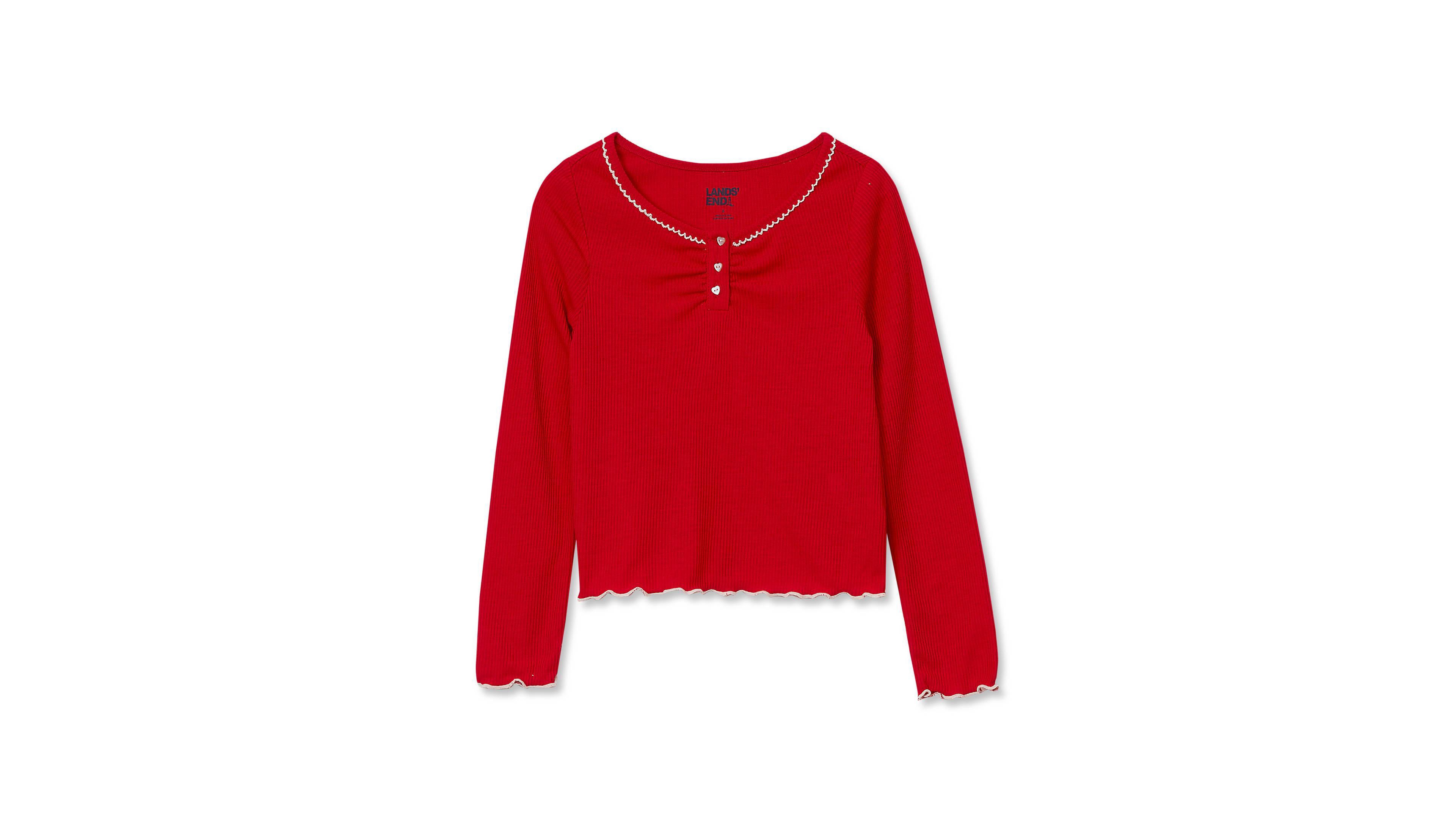 Lands' End Big Girls Long Sleeve Sleep Henley