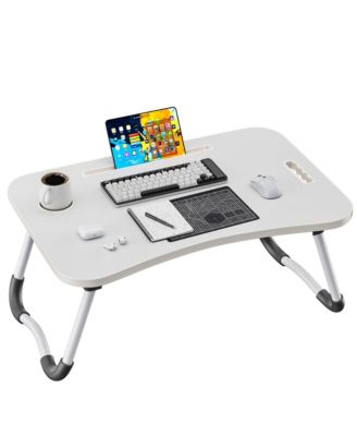 Folding Lap Desk Wood Laptop Bed Table Cup Holder Portable Working