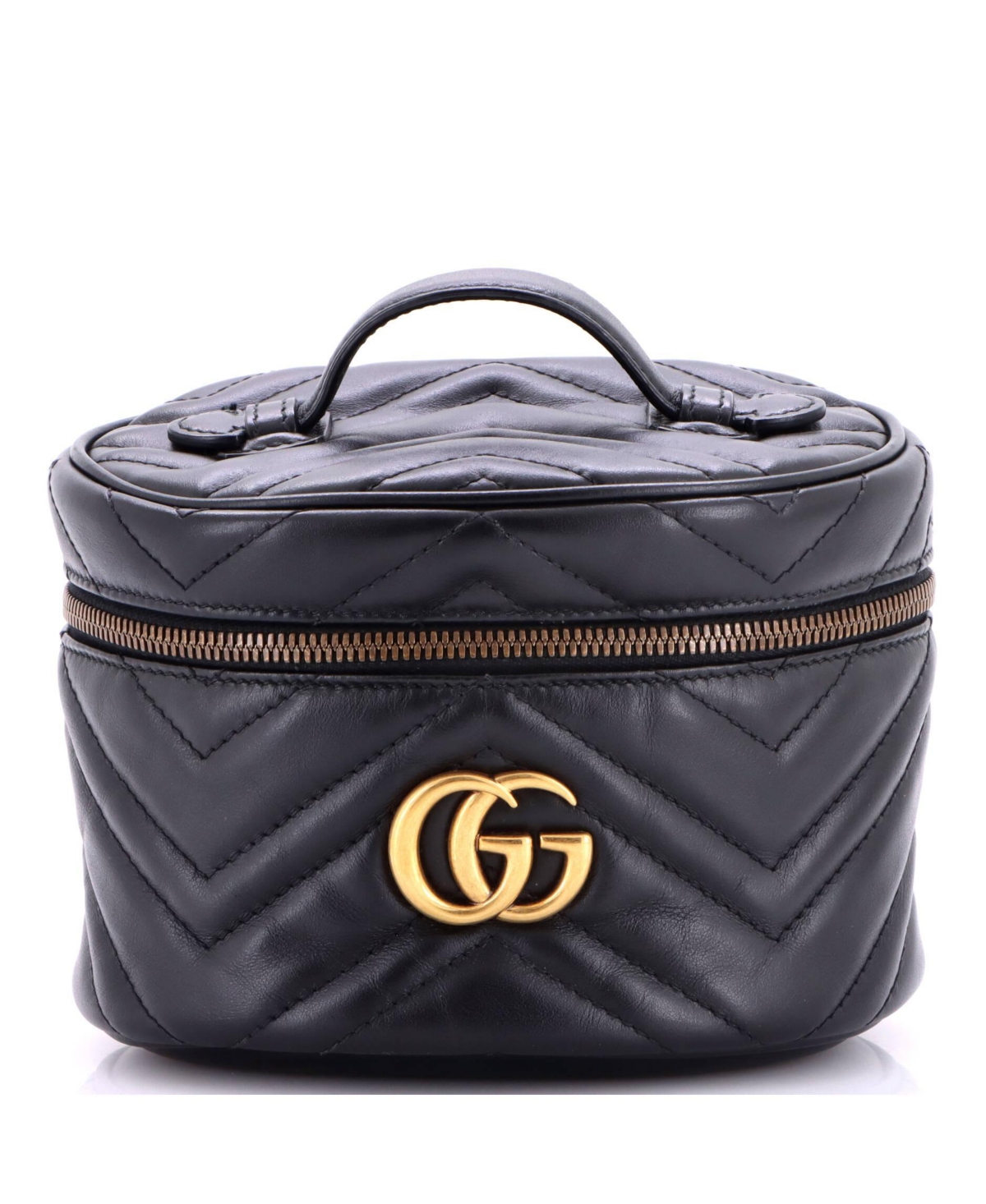 Pre-Owned Gucci Mini Gg Marmont Vanity Backpack Matelasse Leather - Black
