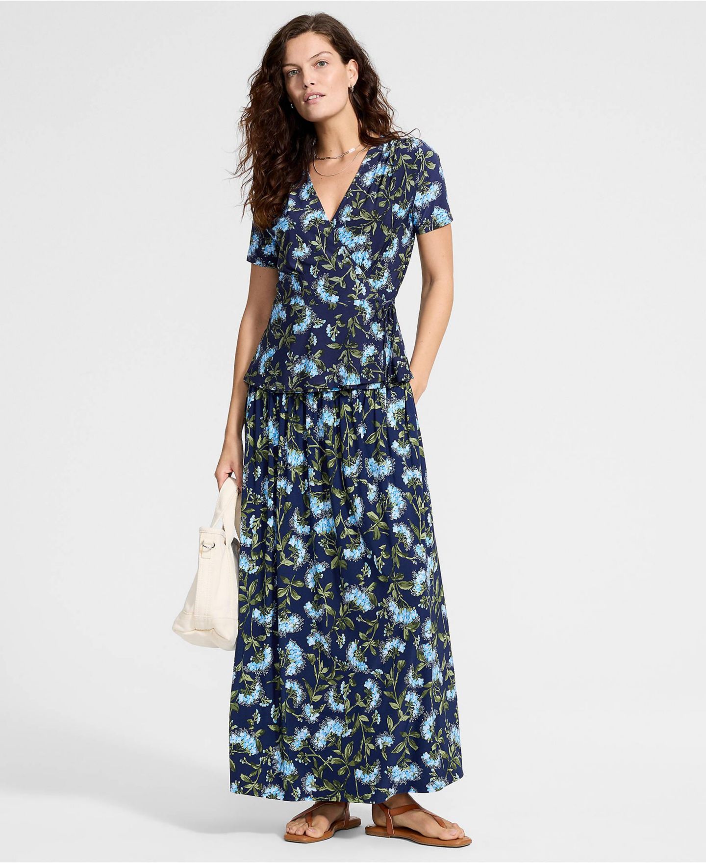 Женская юбка Lands' End Silky Knit Maxi, цвет: Глубокий морской / Синий — фото 4