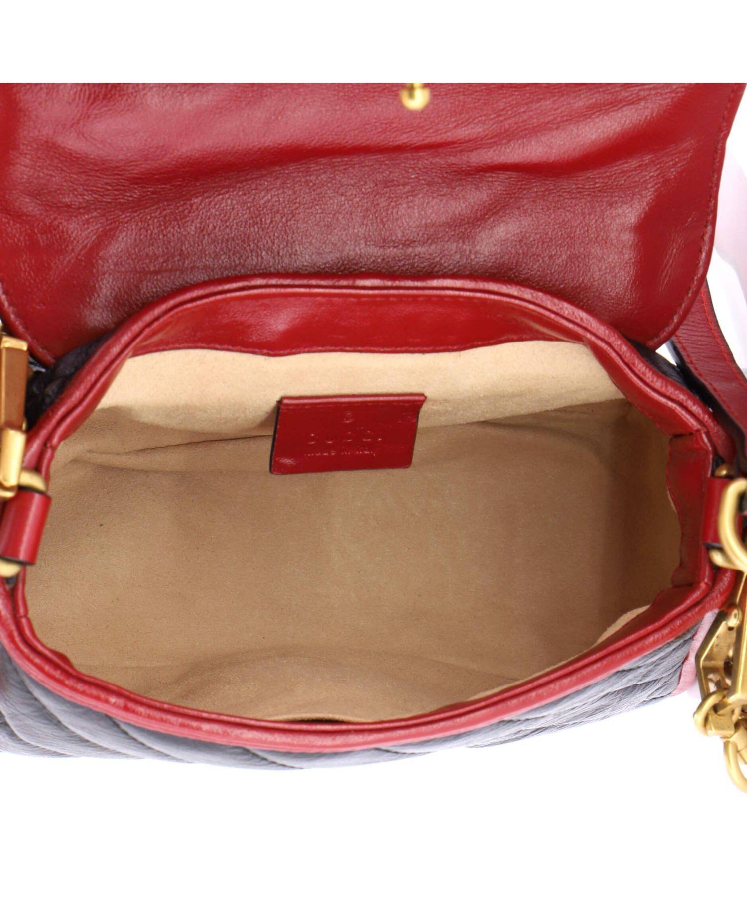 Mini GG Marmont Top Handle Flap Bag Diagonal Quilted Leather