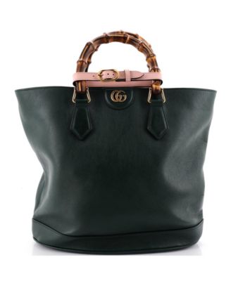 Medium Diana Bamboo Handle Round Tote Leather