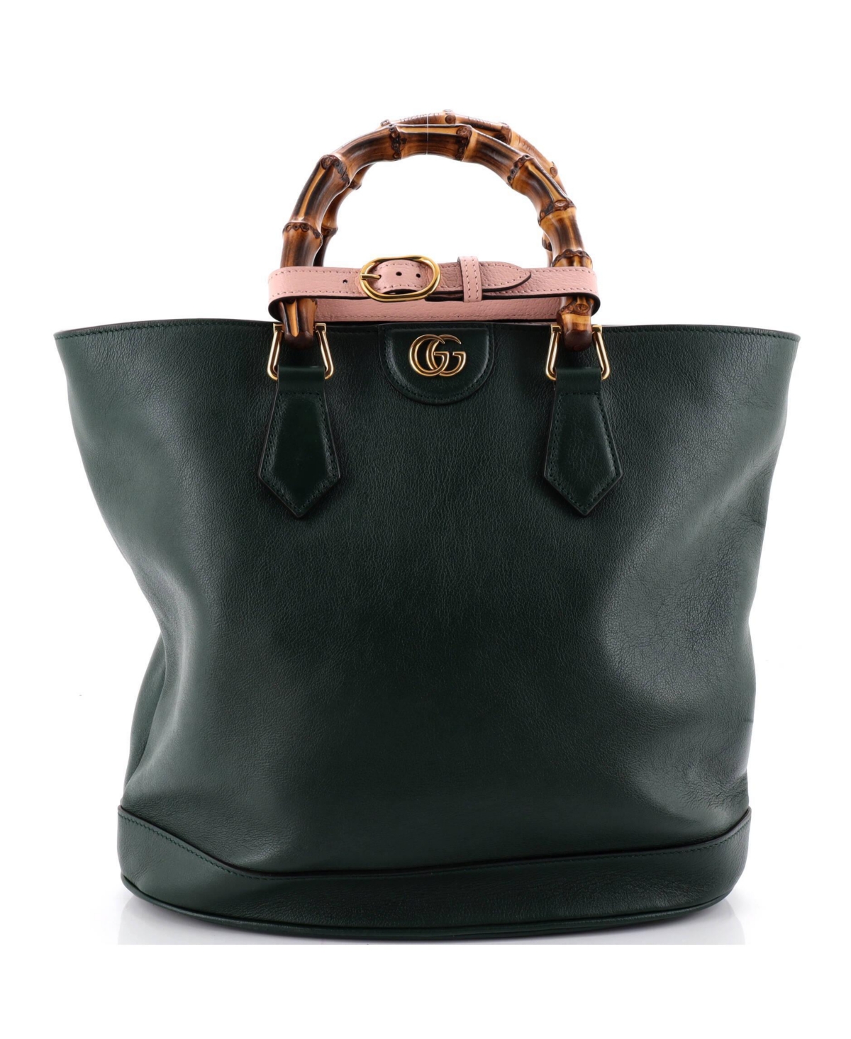 Pre-Owned Gucci Medium Diana Bamboo Handle Round Tote Leather - Green