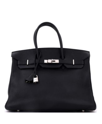 Pre-Owned Hermes Birkin 35 Handbag Black Clemence with Palladium Hardware