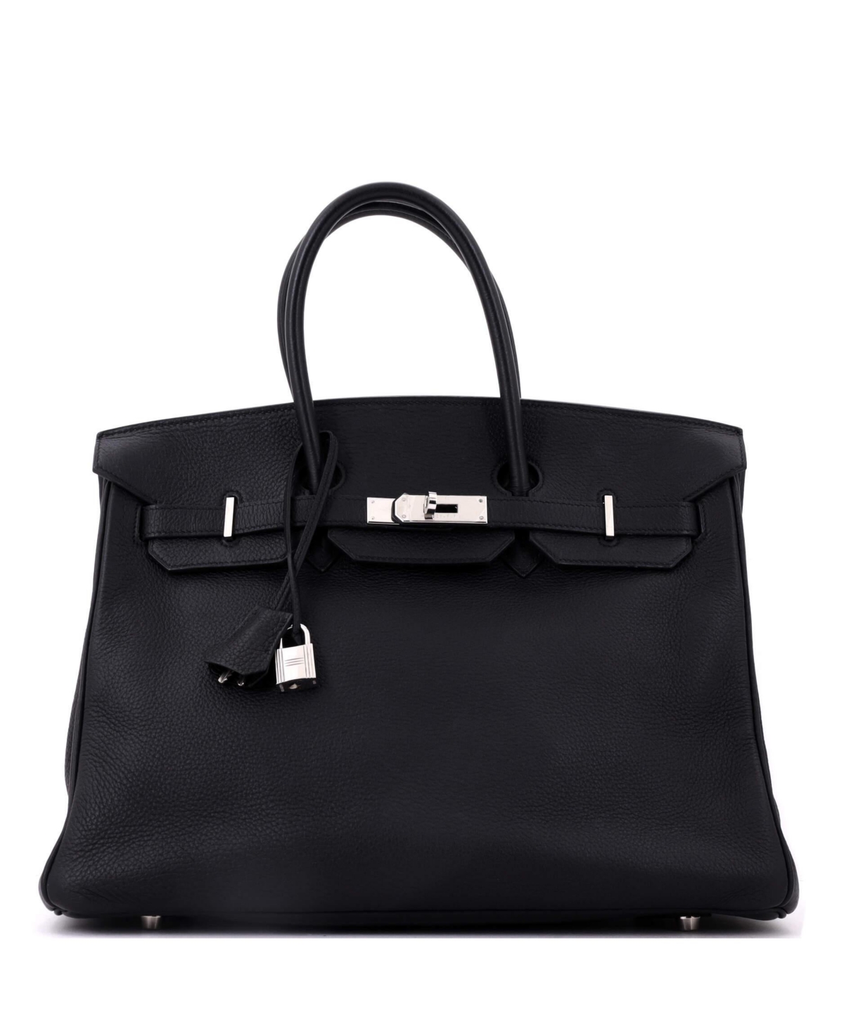 Pre-Owned Hermes Birkin 35 Handbag Black Clemence with Palladium Hardware