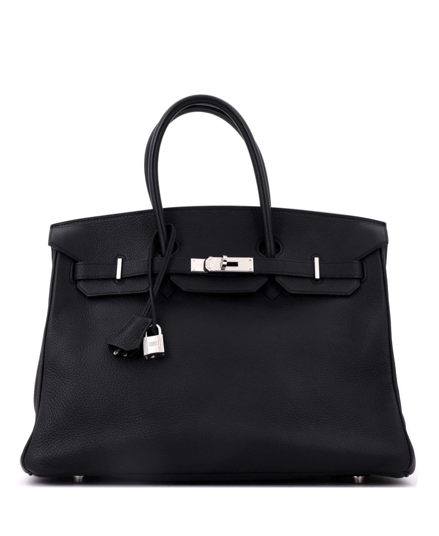 Pre-Owned Hermes Birkin 35 Handbag Black Clemence with Palladium Hardware