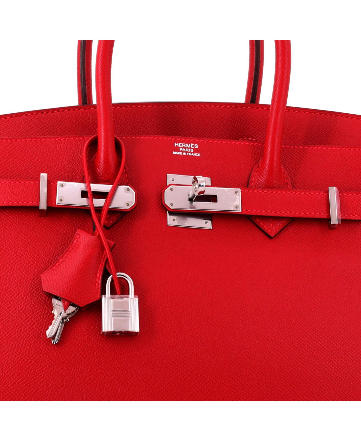 Pre-Owned Hermes Birkin 30 Handbag Red Epsom with Palladium Hardware