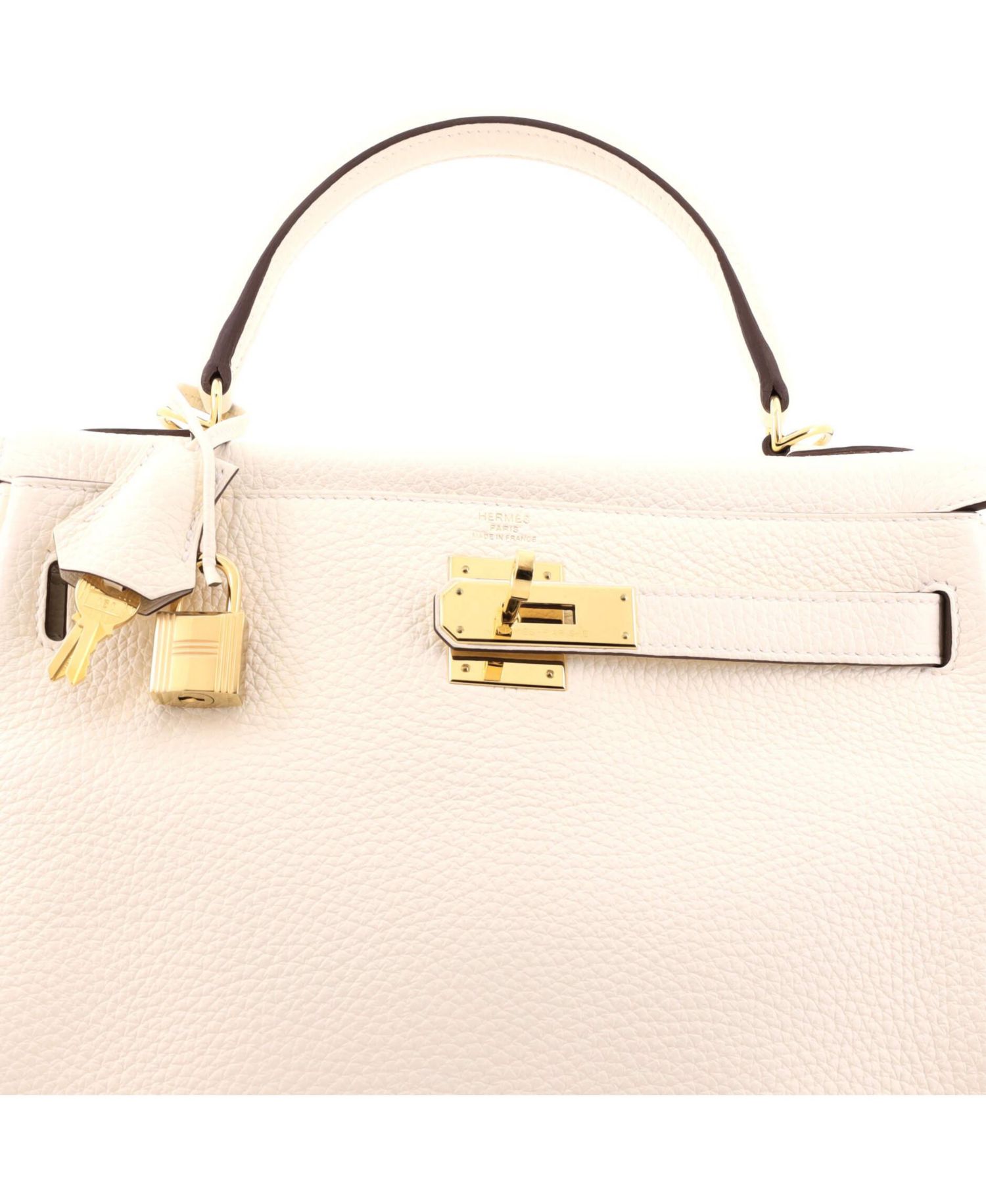 Pre-Owned Hermes Kelly 28 Handbag Light Togo with Gold Hardware