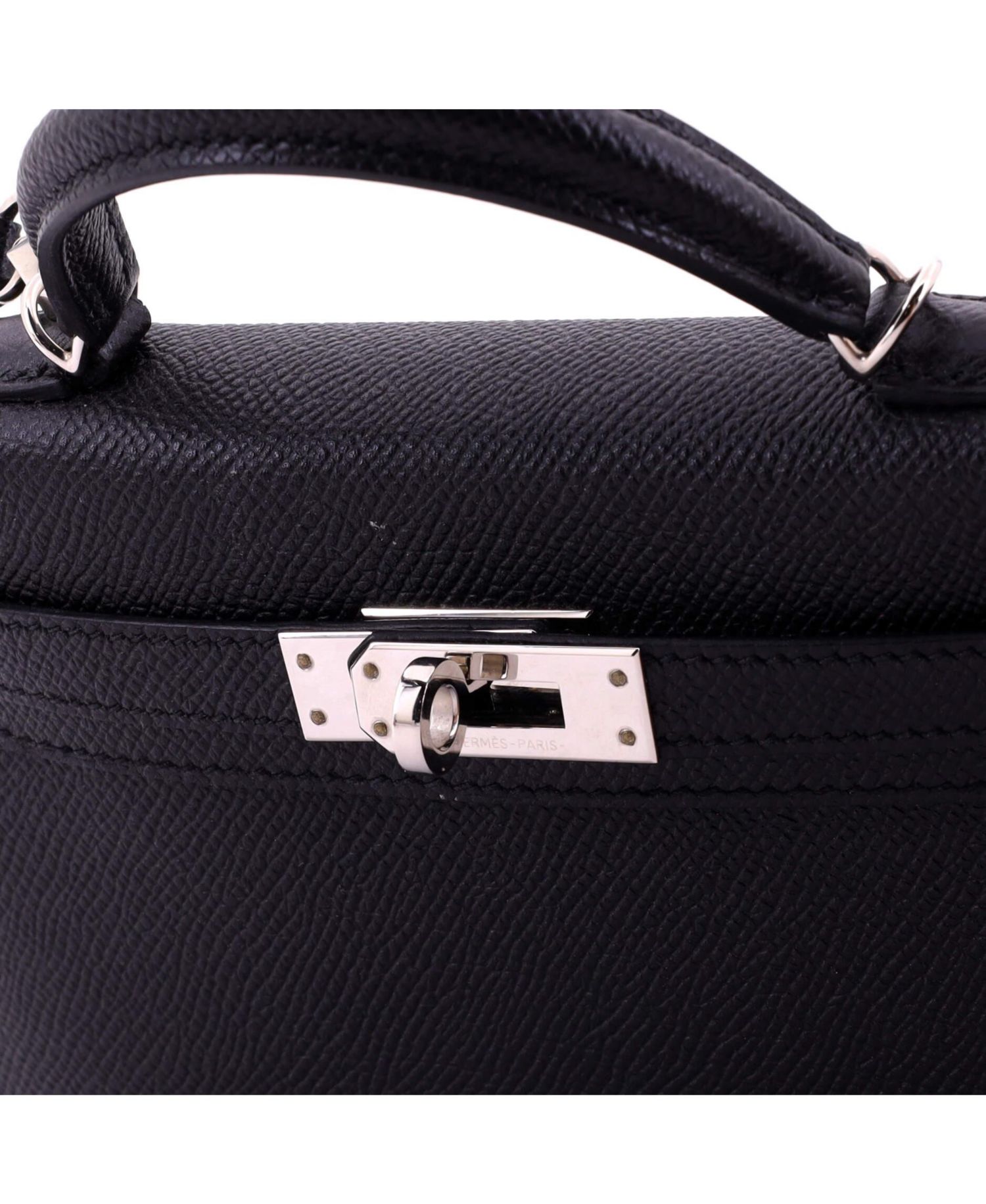 Pre-Owned Hermes Kelly 20 Handbag Black Epsom with Palladium Hardware