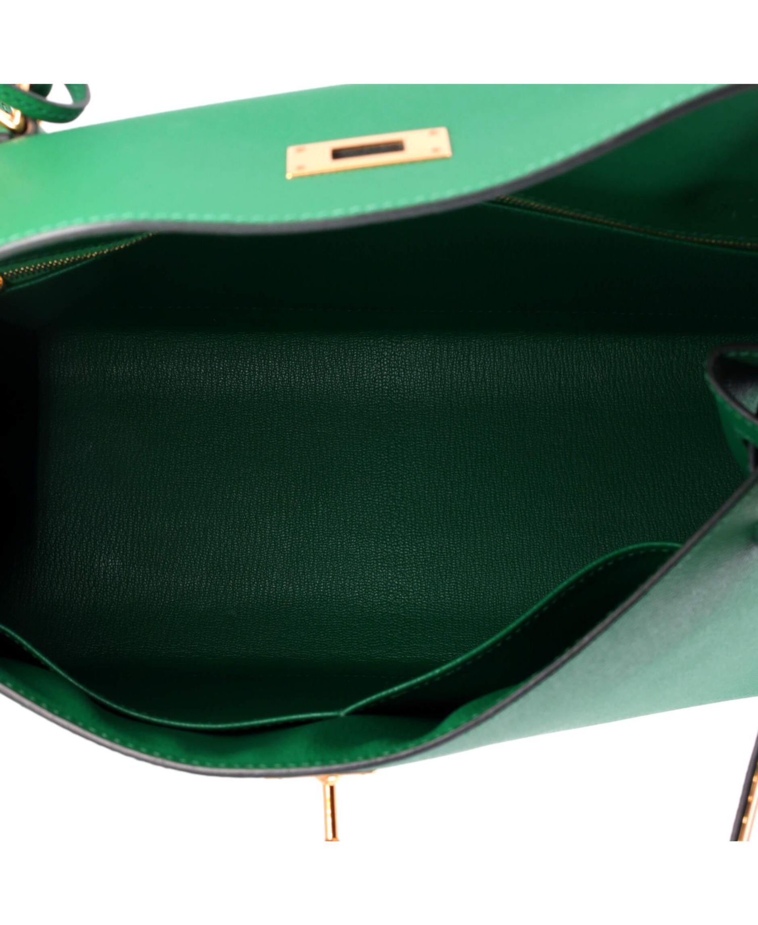 Pre-Owned Hermes Kelly 32 Handbag Green Epsom with Gold Hardware