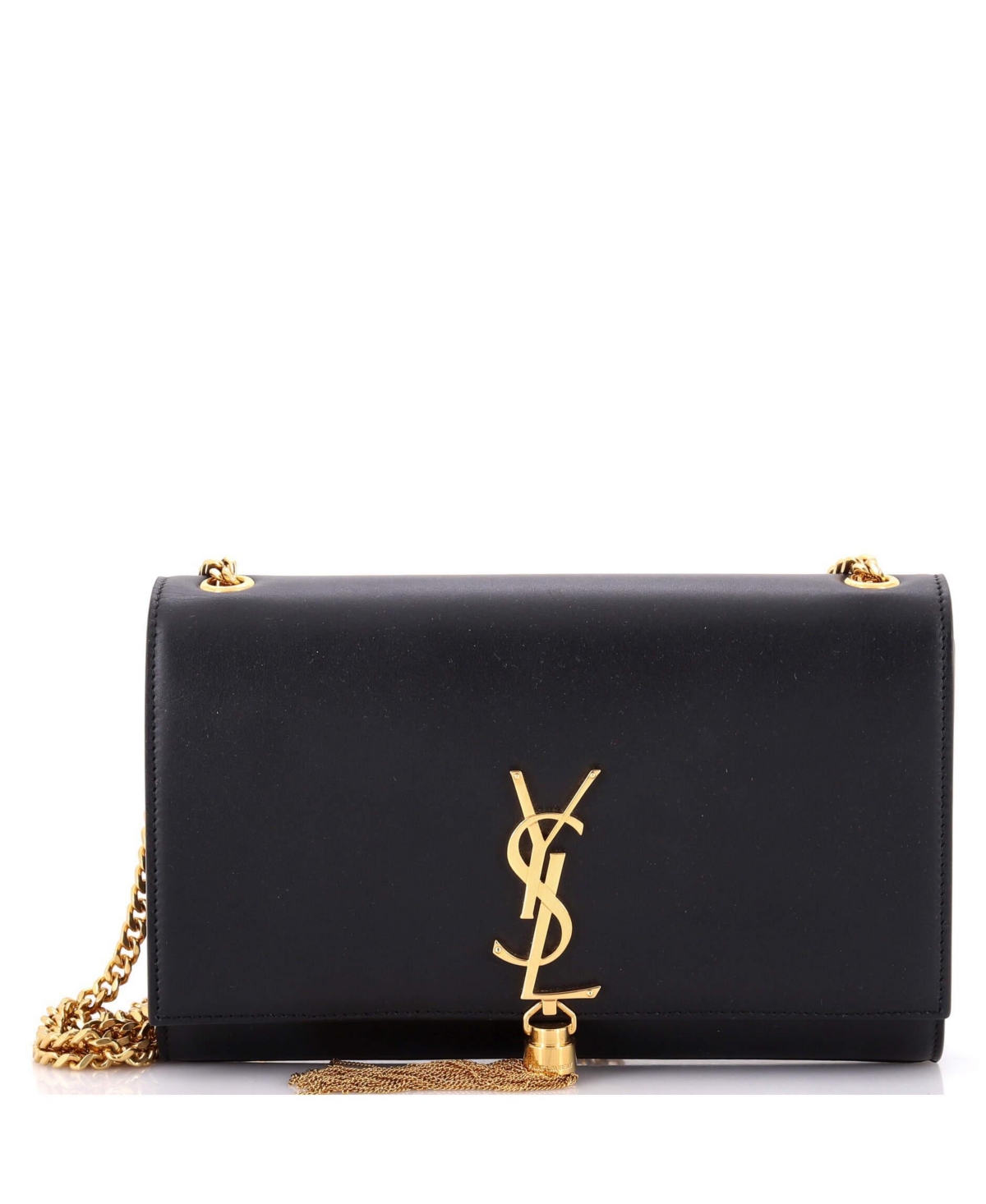 Pre-Owned Saint Laurent Medium Classic Monogram Tassel Crossbody Bag Leather - Black