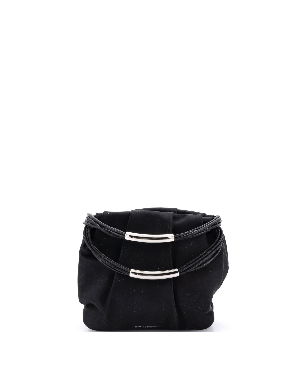 Pre-Owned Saint Laurent Mini Pochon Top Handle Bag Satin - Black