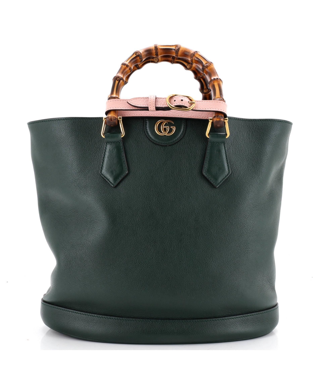 Pre-Owned Gucci Medium Diana Convertible Bucket Bag Leather - Green