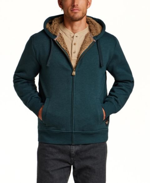 Мужское худи Weatherproof Vintage Full-Zip Sherpa-Lined Fleece, цвет: Тёмный морской меланжевый