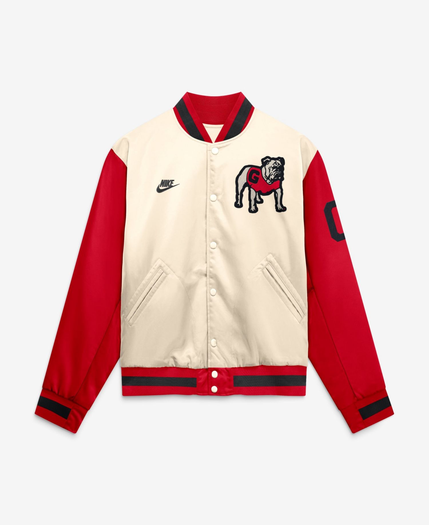 Men's Natural/Red Georgia Bulldogs Legacy Full-Snap Bomber Jacket