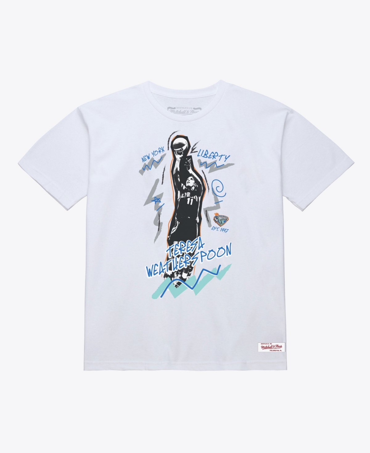 Mitchell & Ness Men's and Women's New York Liberty Teresa Weatherspoon Chalked Up Graphic Crewneck T-Shirt