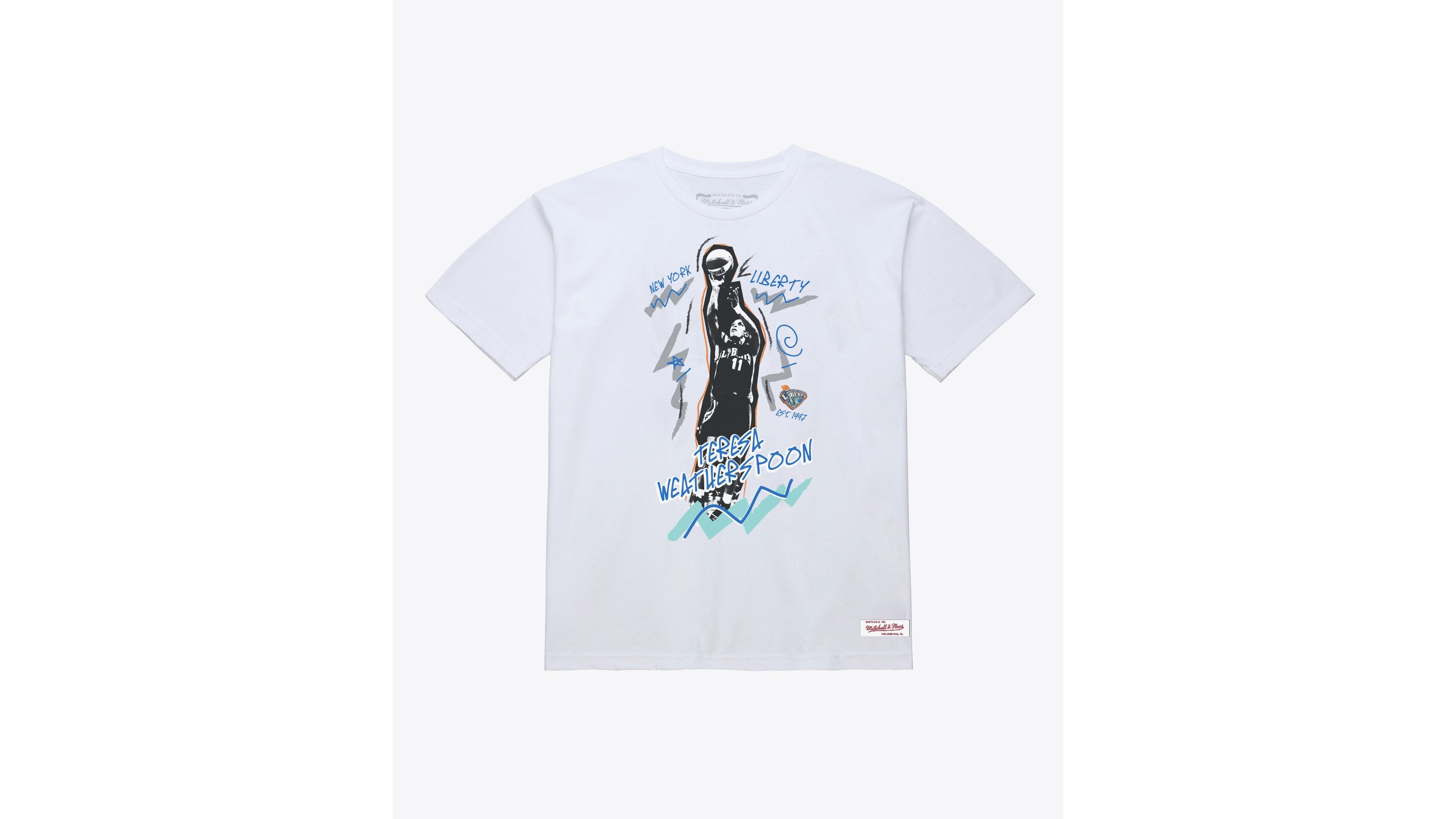Mitchell & Ness Men's and Women's New York Liberty Teresa Weatherspoon Chalked Up Graphic Crewneck T-Shirt