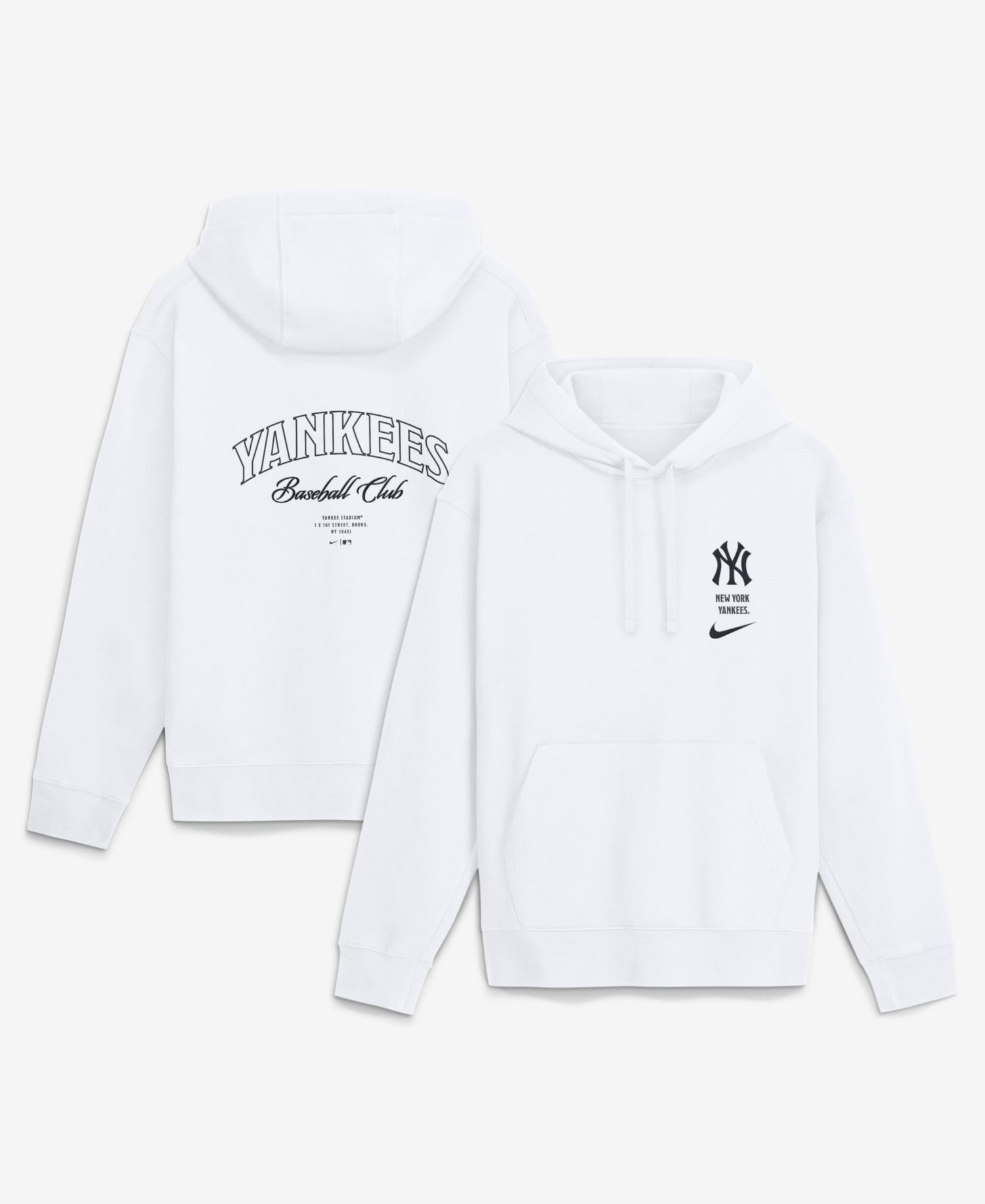 Men's White New York Yankees Minimal Club Fleece Hoodie