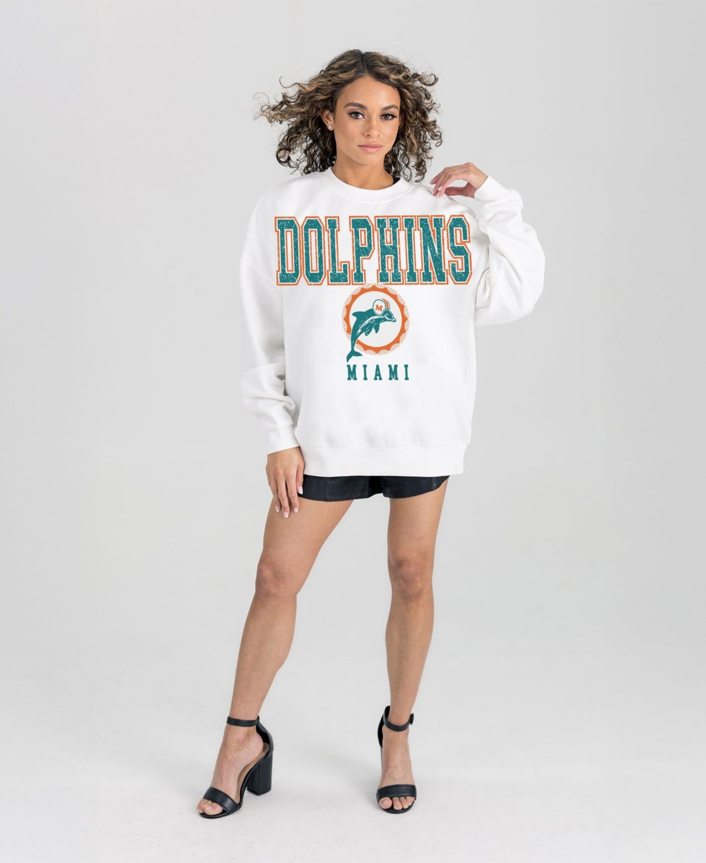 Женская толстовка Gameday Couture White Miami Dolphins Classic Sunday Drives Oversized Premium Fleece Pullover — фото 3
