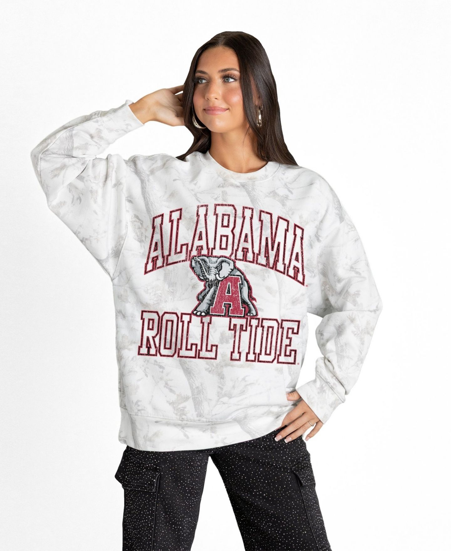 Женская толстовка Gameday Couture Ash Alabama Crimson Tide Whiteout Premium Fleece Camo — фото 1