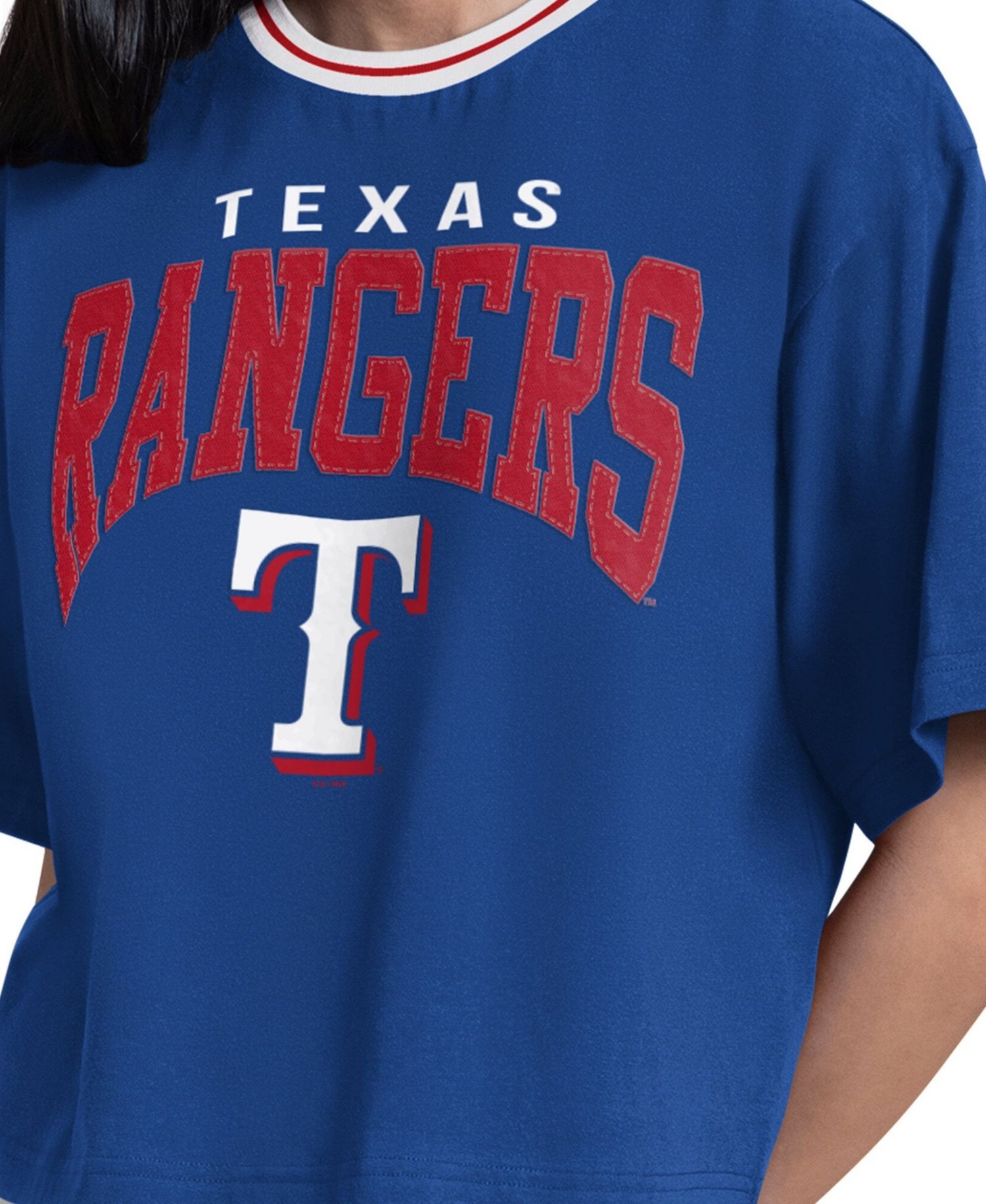 Women's Royal Texas Rangers Ace Cropped T-Shirt