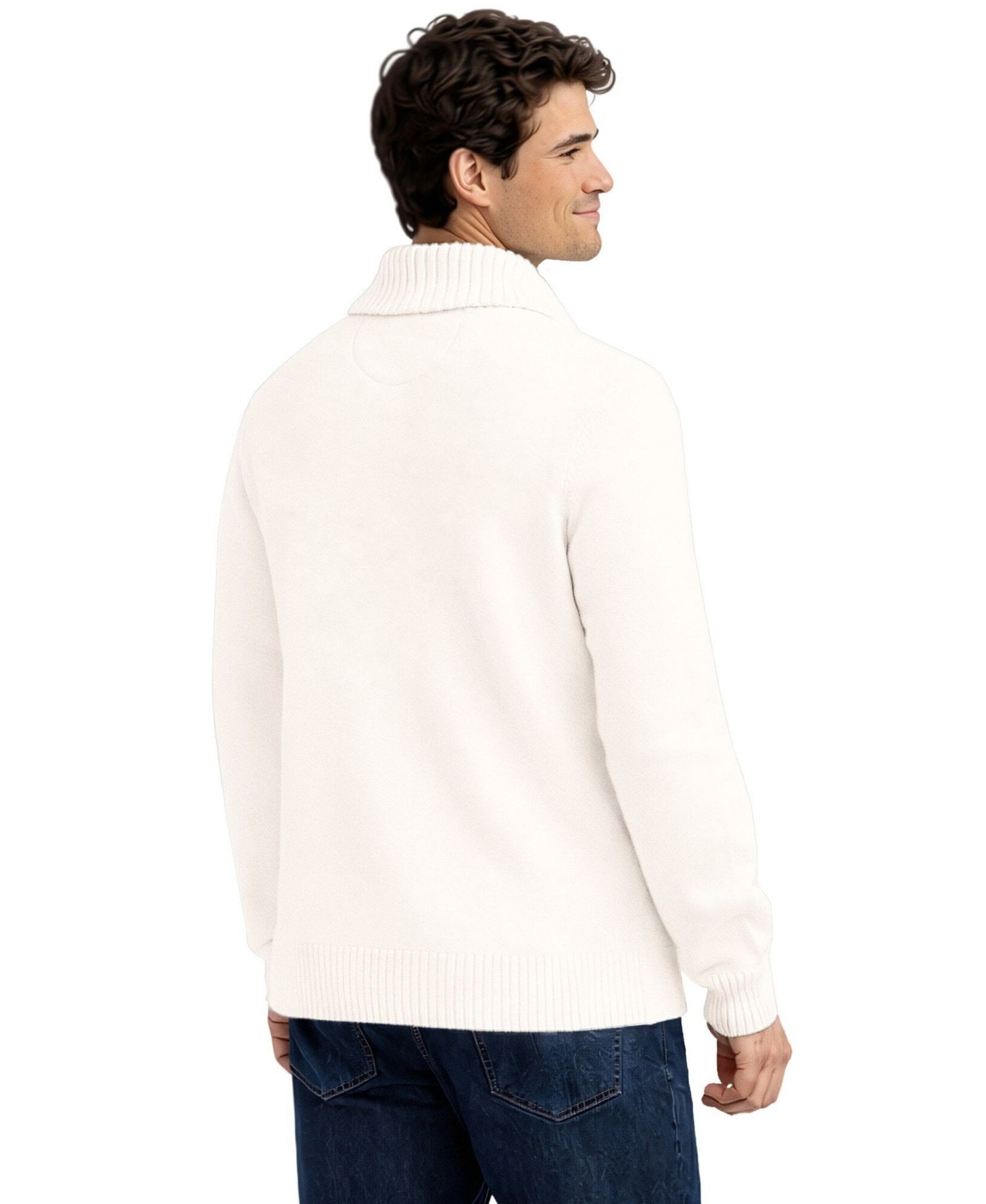 Men's Cream Philadelphia Eagles Shawl Collar Heavy Knit Cardigan Sweater
