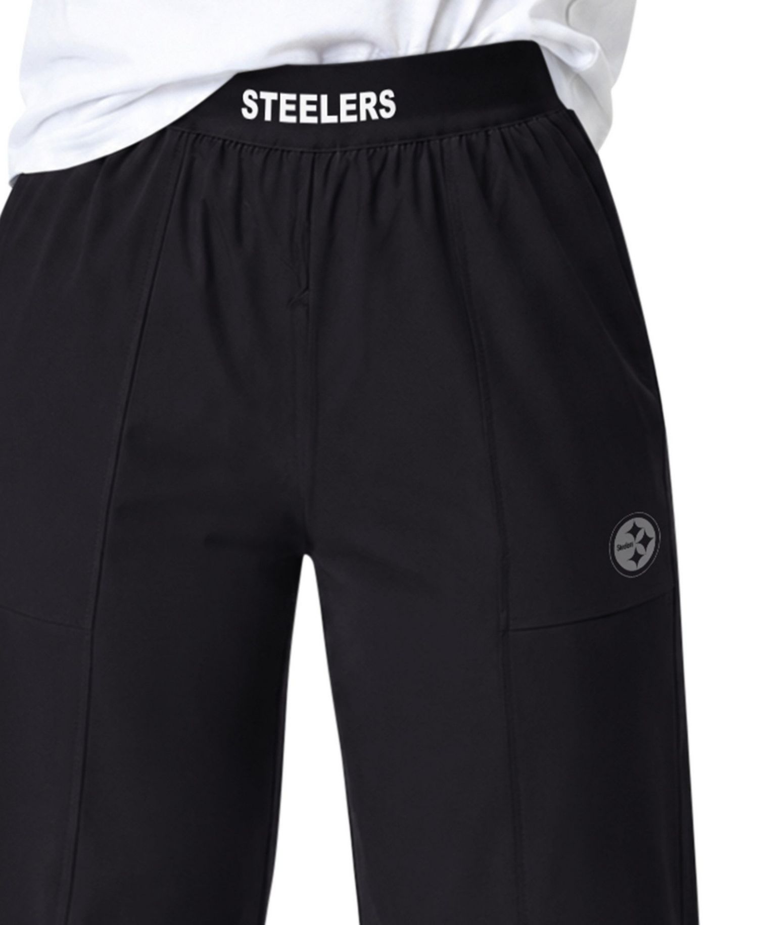 Women's Black Pittsburgh Steelers Athleisure Wide-Leg Pants
