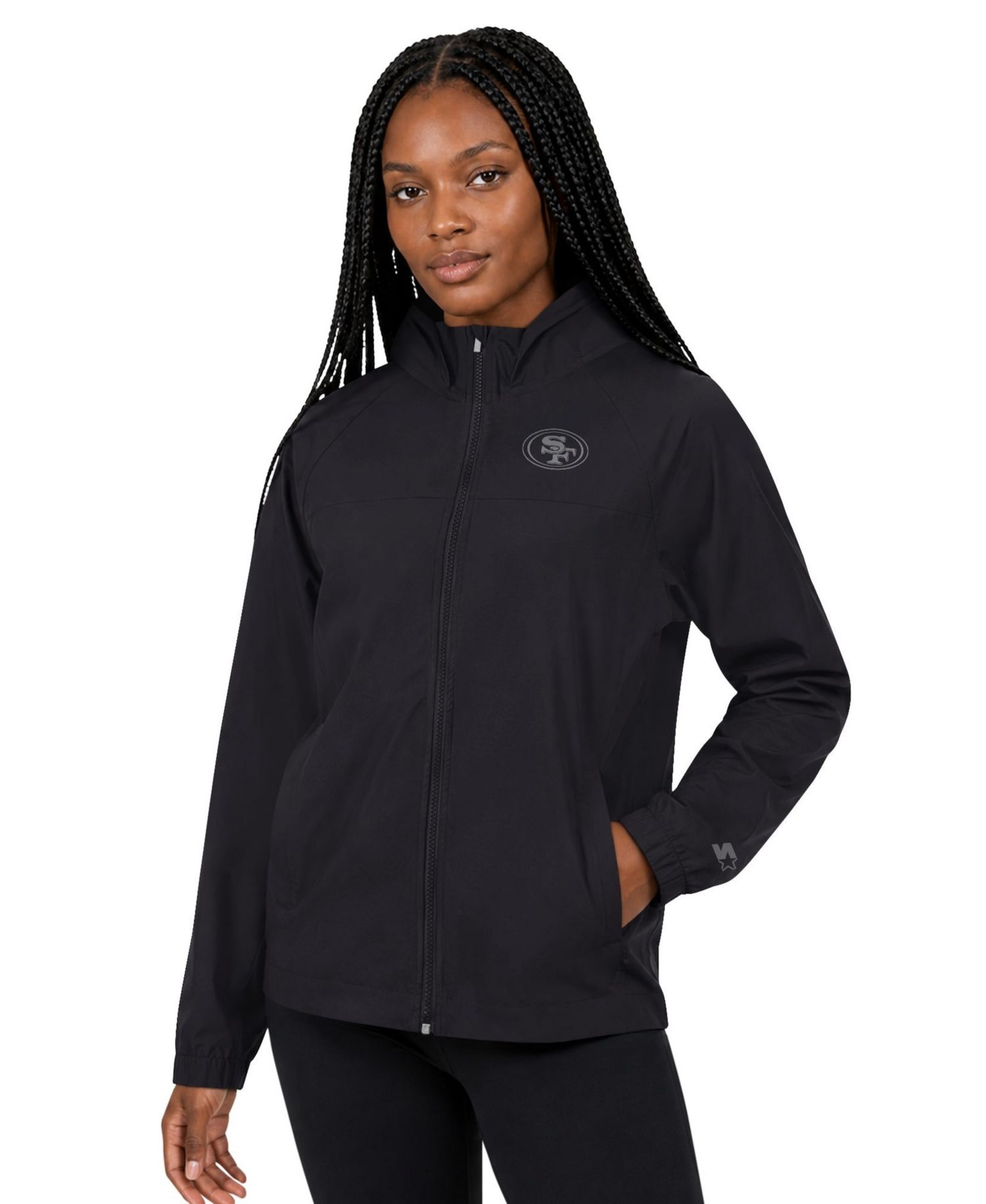 Women's Black San Francisco 49ers Athleisure Lightweight Full-Zip Raglan Jacket
