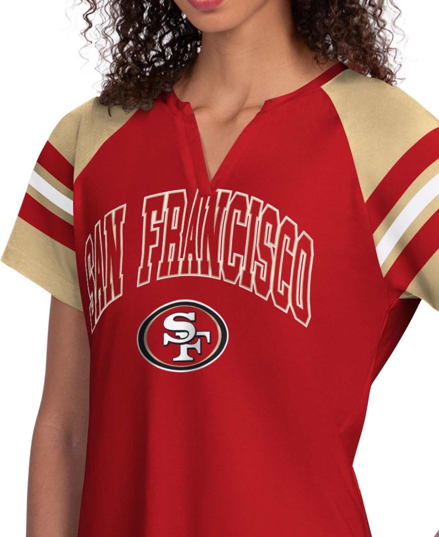 Women's Scarlet San Francisco 49ers Game On Notch Neck Raglan T-Shirt