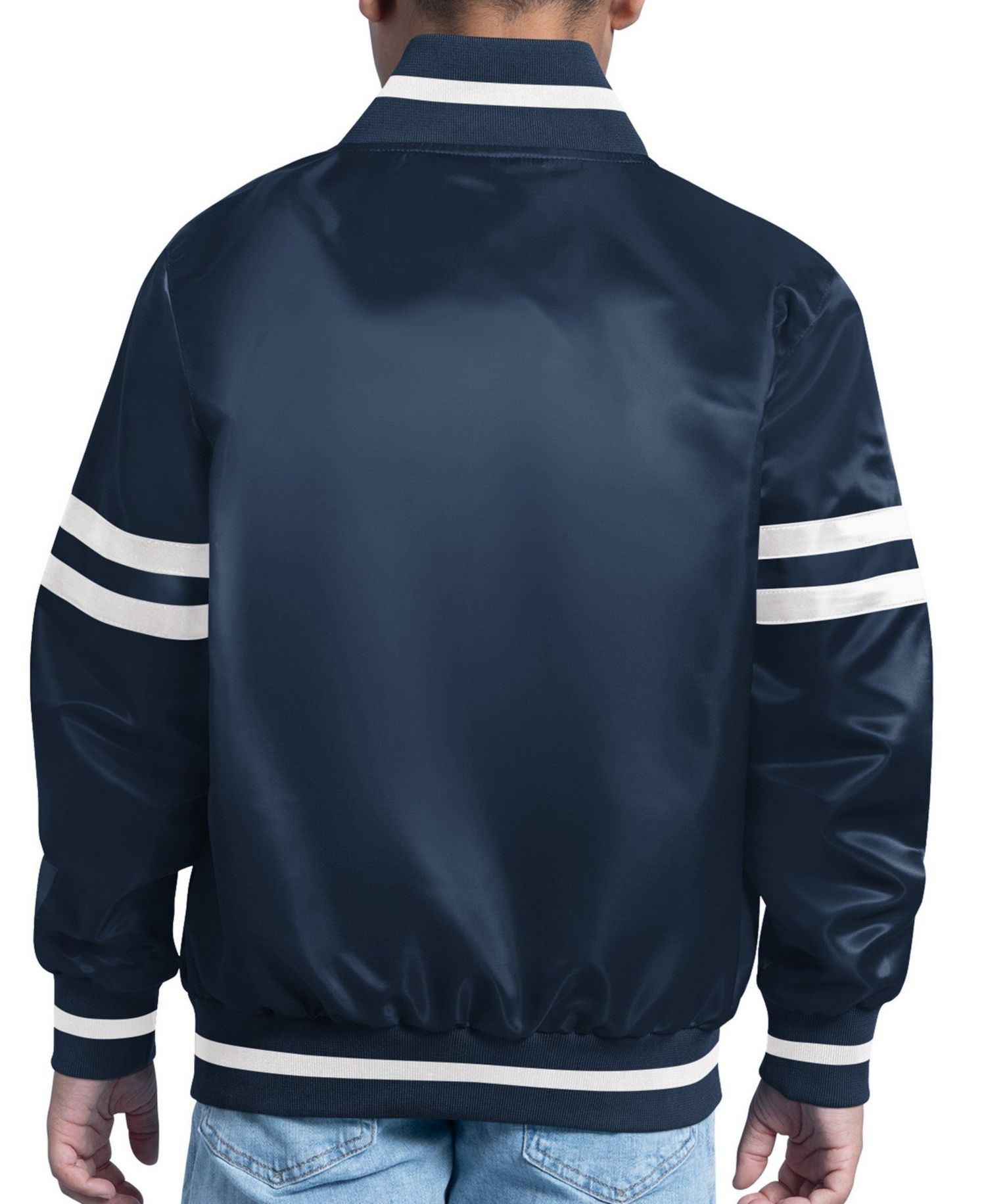 Big Boys and Girls Navy Detroit Tigers Team Logo Full-Snap Satin Varsity Jacket