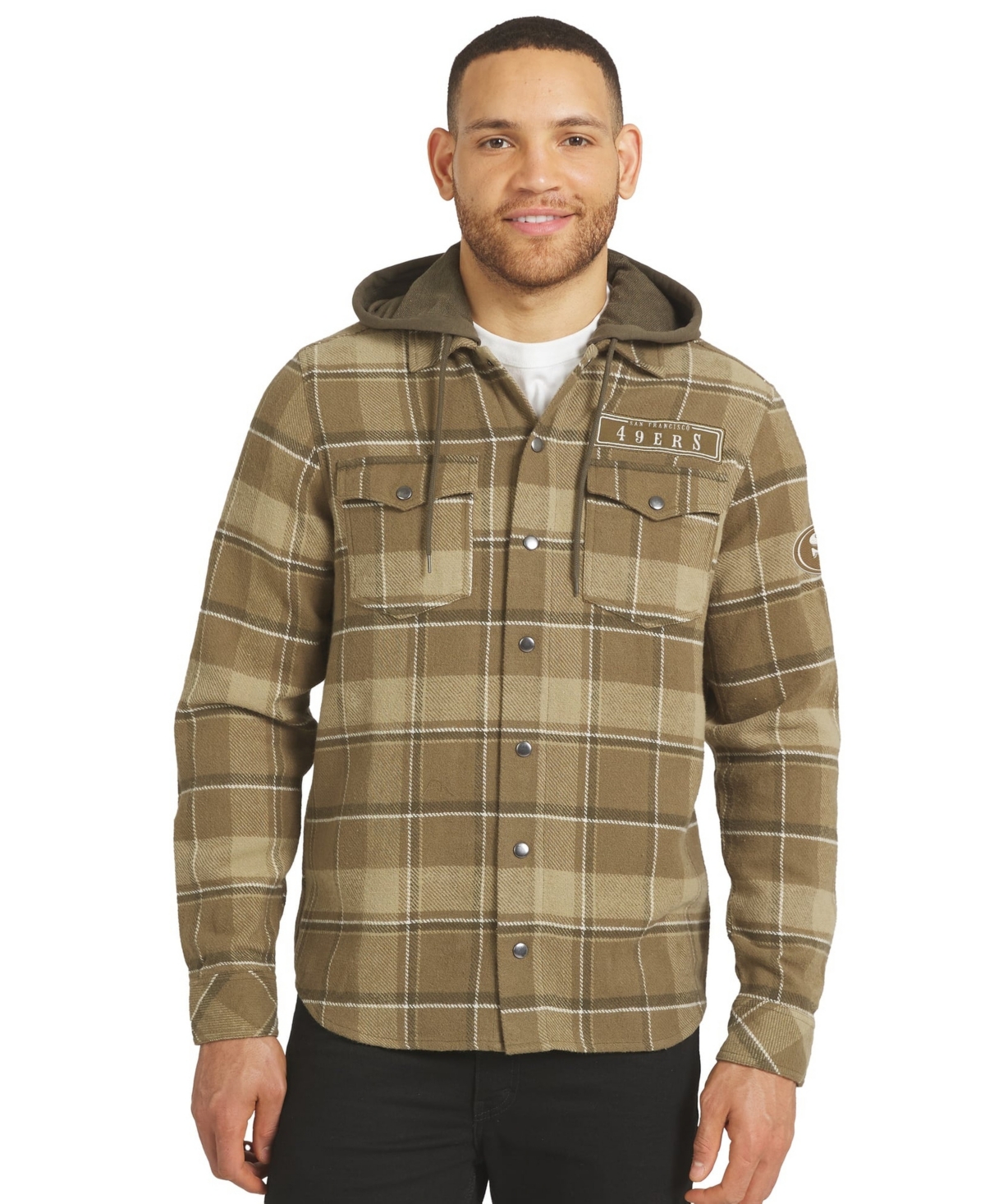 Men's Darius Rucker Collection by Fanatics Brown/Olive San Francisco 49ers Woven Hooded Full-Snap Shacket