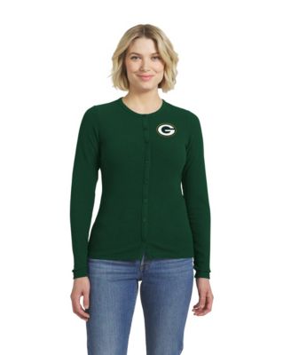 Women's  Green Green Bay Packers Ribbed Full-Button Cardigan Sweater