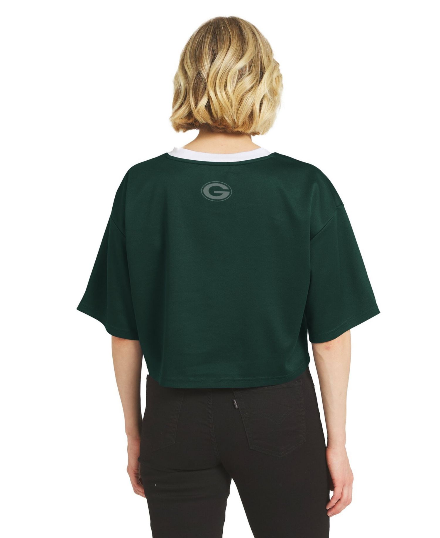 Women's Green Bay Packers Cropped V-Neck Jersey T-Shirt