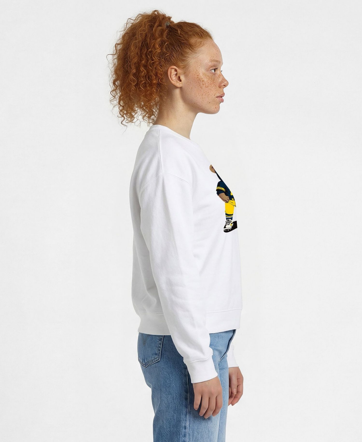 Women's White Michigan Wolverines Teddy Bear Sweatshirt