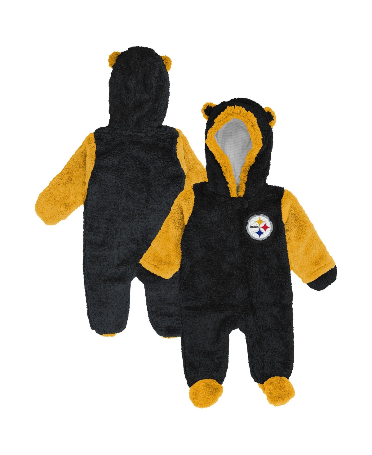 Outerstuff Babies' Boys' And Girls' Teddy Fleece Bunting Full-zip Sleeper In Black