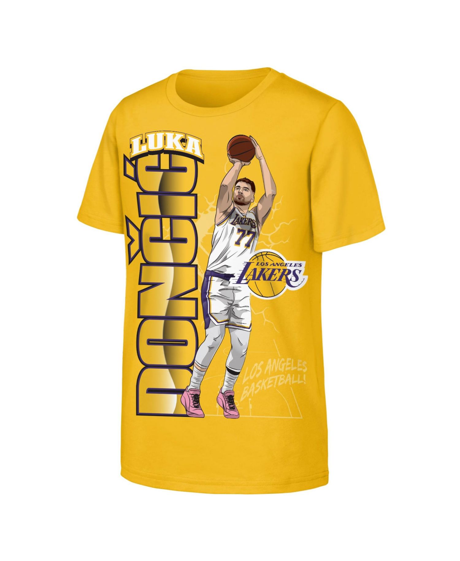 Big Boys and Girls Luka Doncic Gold Los Angeles Lakers Height T-Shirt