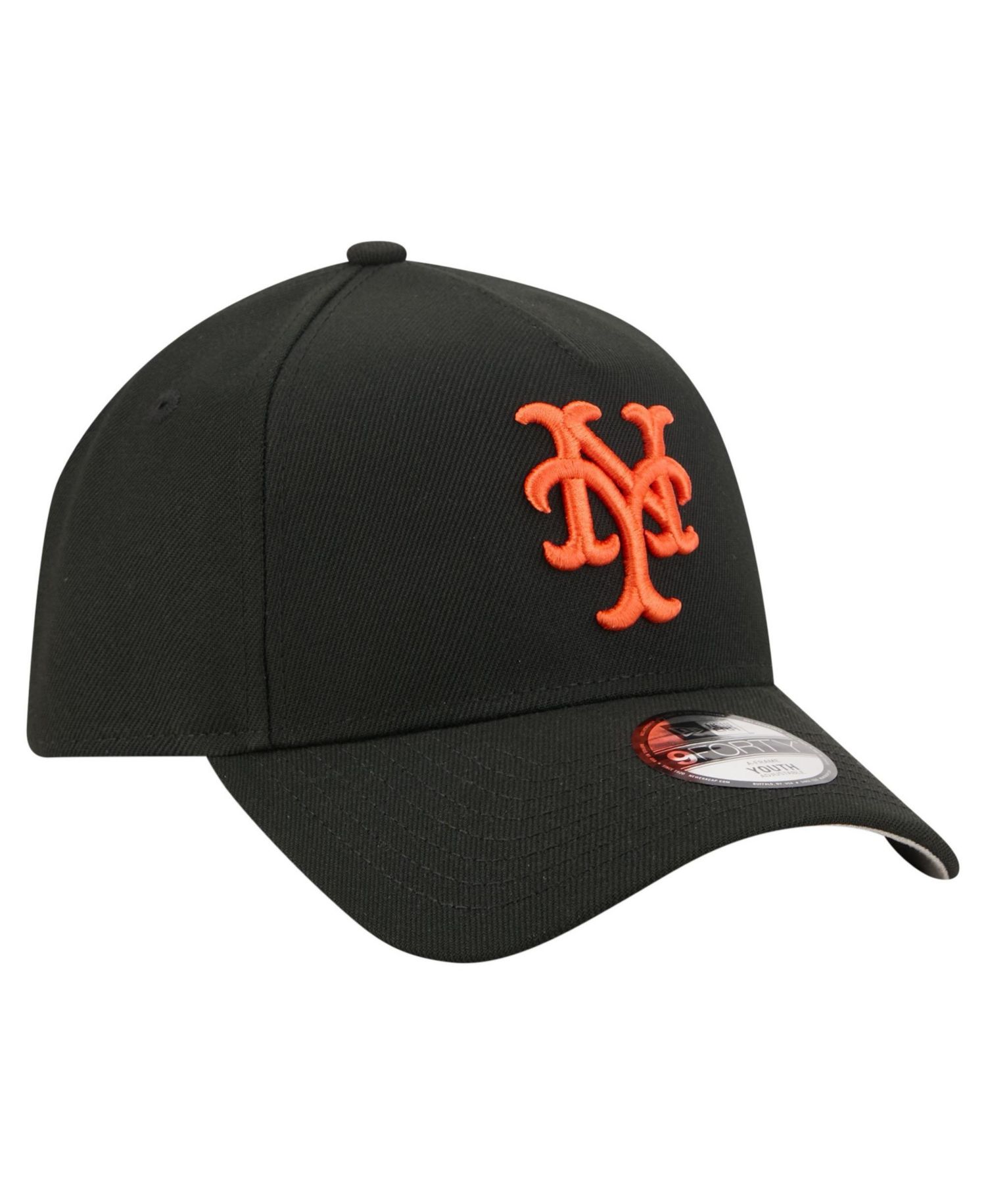 Big Boys and Girls Black New York Mets Cooperstown Logo 9FORTY A-Frame Adjustable Hat