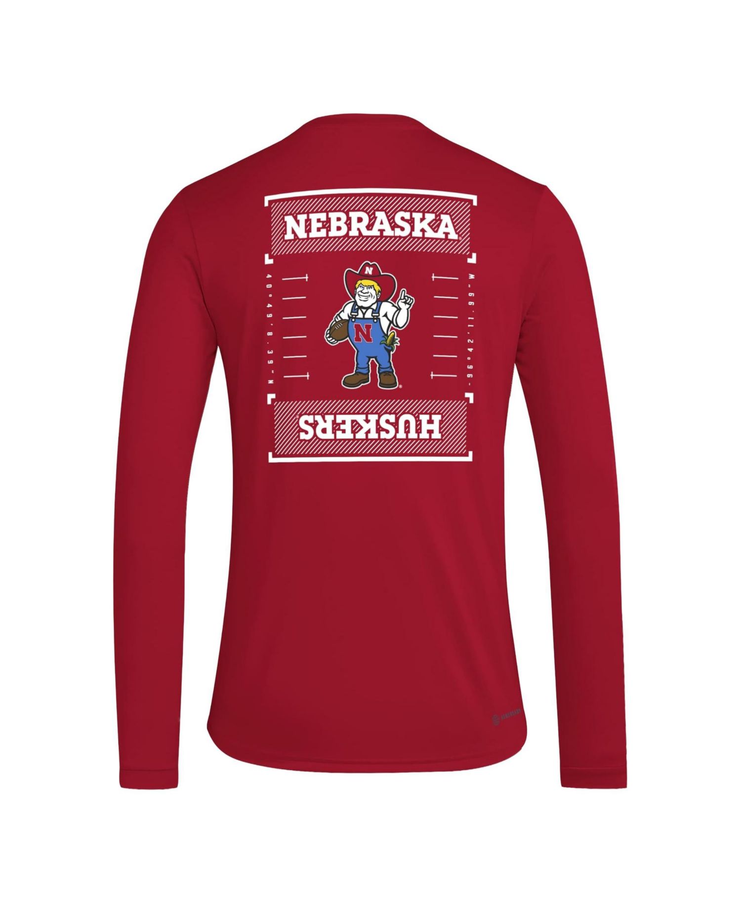 Men's Scarlet Nebraska Huskers Locker Football Icon AEROREADY Pre-Game Long Sleeve T-Shirt