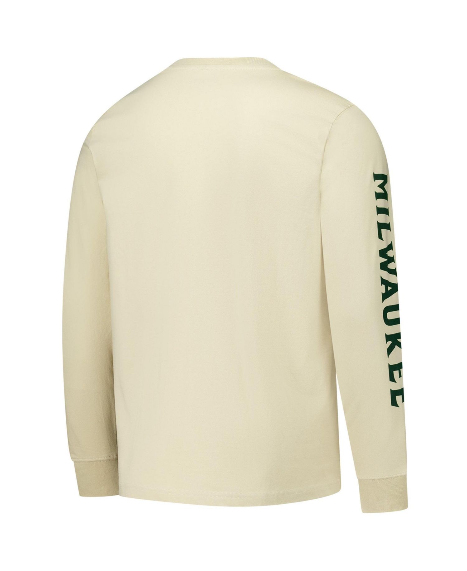 Men's and Women's Cream Milwaukee Bucks Wales Heavyweight Pocket Long Sleeve T-Shirt