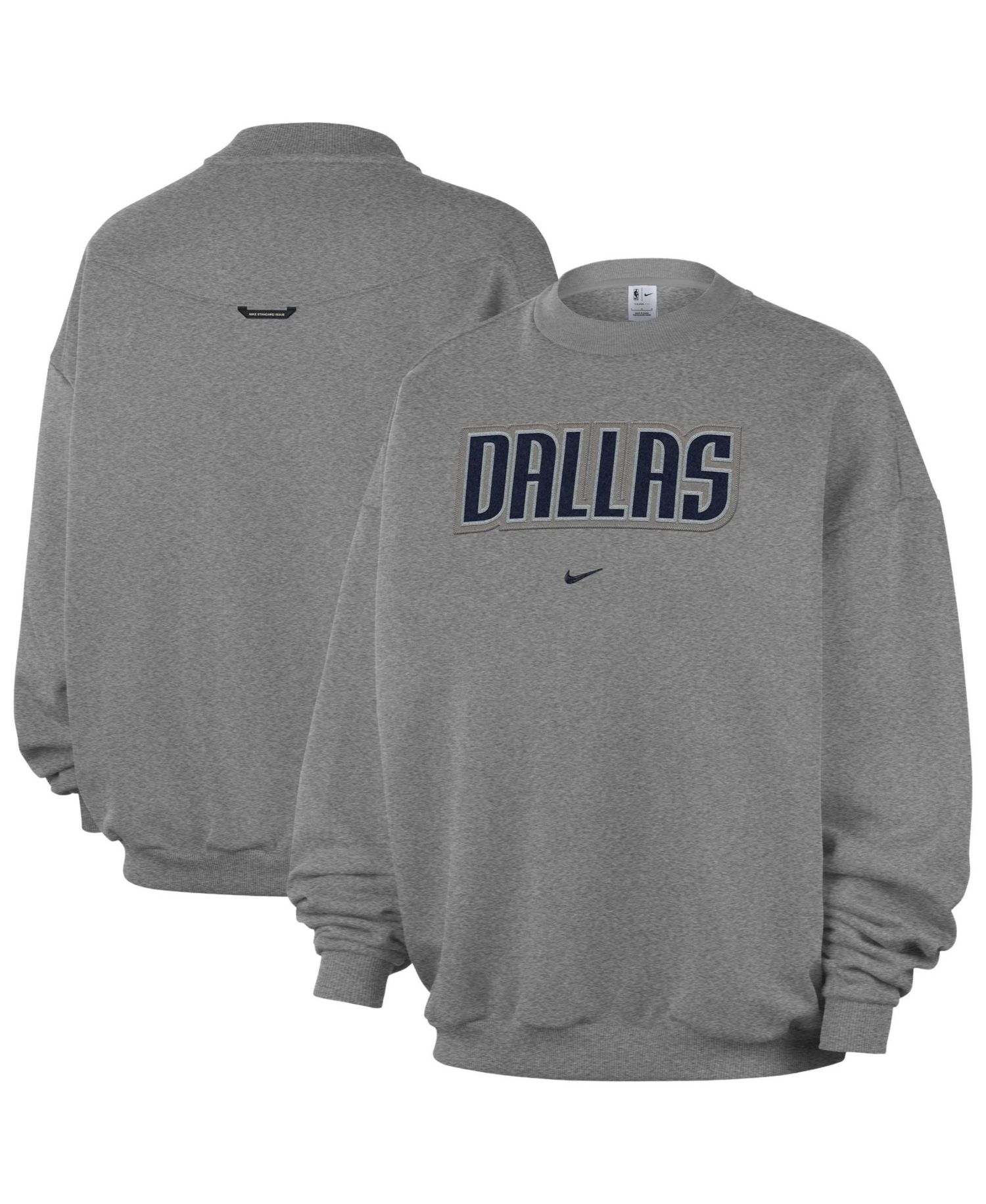 Men's Dark Heather Gray Dallas Mavericks Standard Issue Wordmark Fleece Crewneck Sweatshirt
