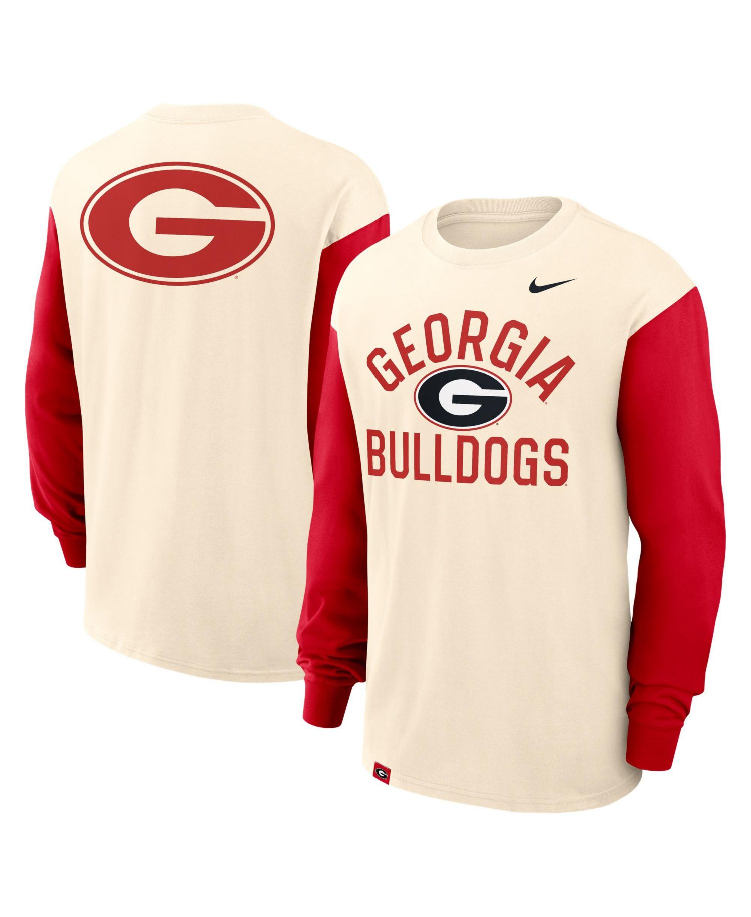 Men's Natural/Red Georgia Bulldogs Primetime Mantra Max90 Long Sleeve T-Shirt