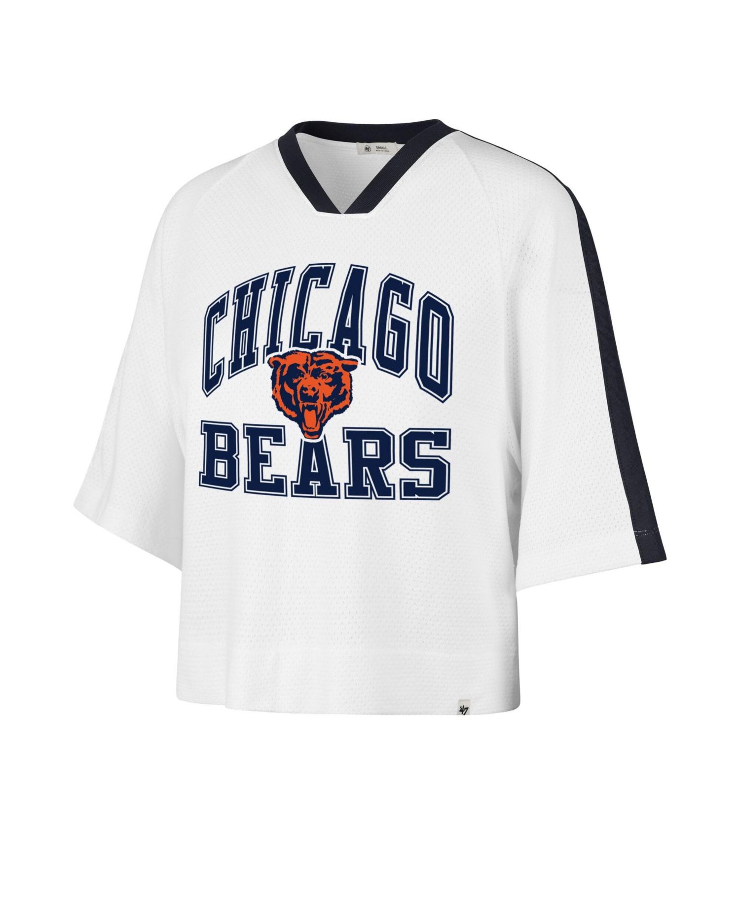 Women's White Chicago Bears Big Overarch Drop Needle Raglan V-Neck T-Shirt