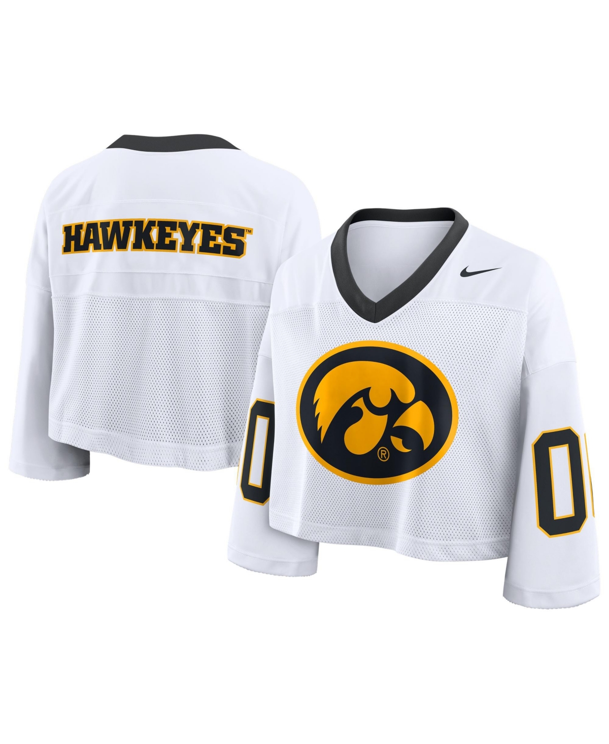 Nike Women's Iowa Hawkeyes Oversized Cropped V-Neck Jersey