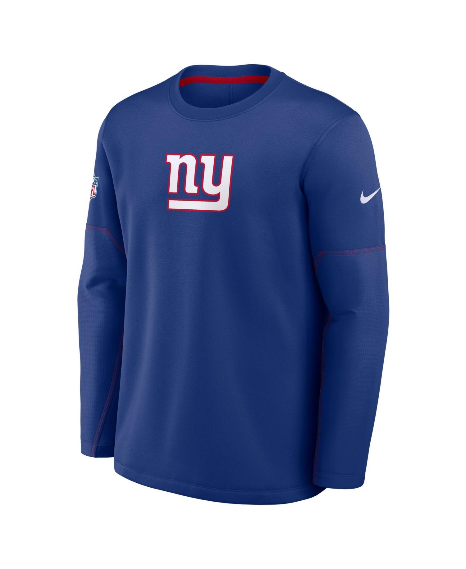 Men's Blue New York Giants Sideline Coaches Team Present Midweight Therma-FIT Sweatshirt