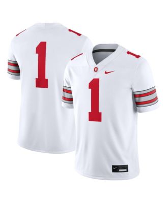 Men's 1 White Ohio State Buckeyes Road Game Football Jersey