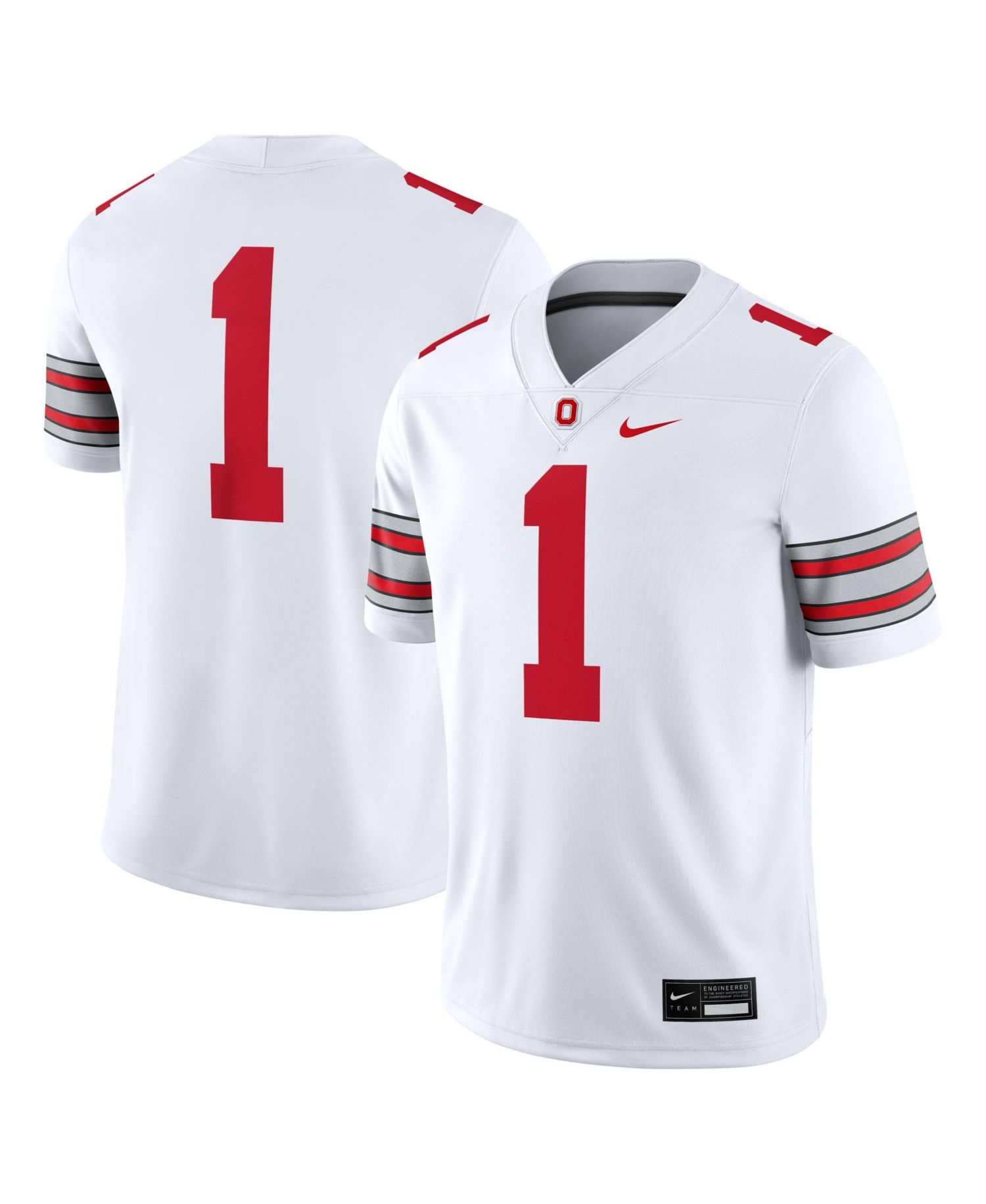 Men's 1 White Ohio State Buckeyes Road Game Football Jersey