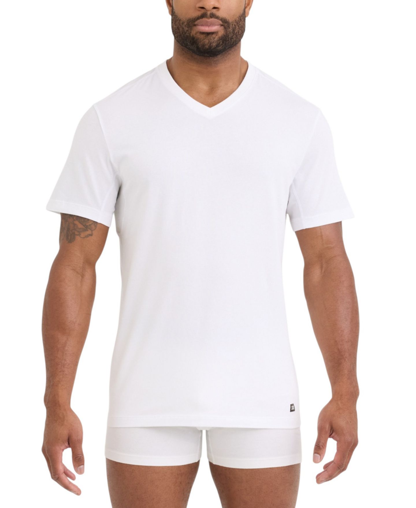 Мужские топы SAXX DropTemp V-Neck Undershirts, 2-Pack, цвет: Белый — фото 2